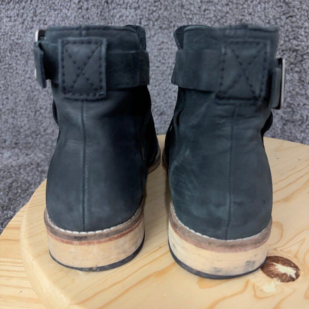 Free People Boots Womens 7.5 Las Palmas Black Nubuck Leather Wrap Strap Booties - Picture 4 of 9